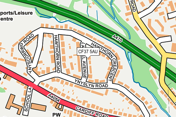 CF37 5AU map - OS OpenMap – Local (Ordnance Survey)