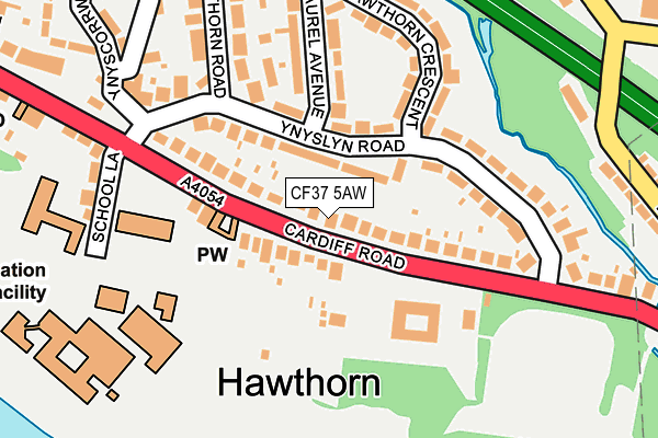 CF37 5AW map - OS OpenMap – Local (Ordnance Survey)