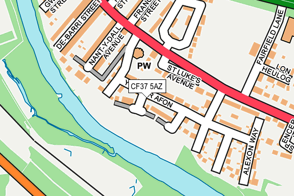 CF37 5AZ map - OS OpenMap – Local (Ordnance Survey)