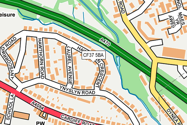 CF37 5BA map - OS OpenMap – Local (Ordnance Survey)