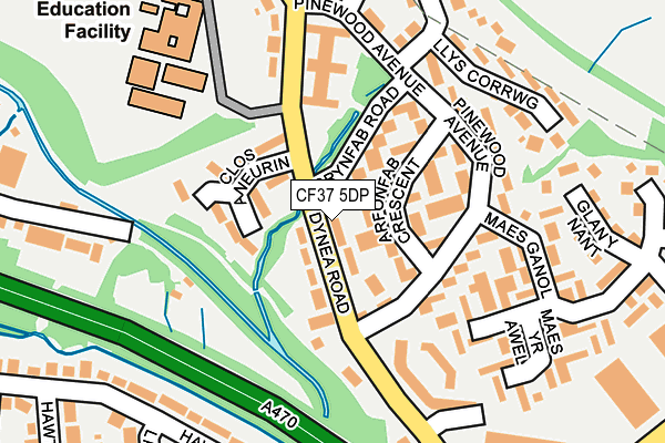 CF37 5DP map - OS OpenMap – Local (Ordnance Survey)