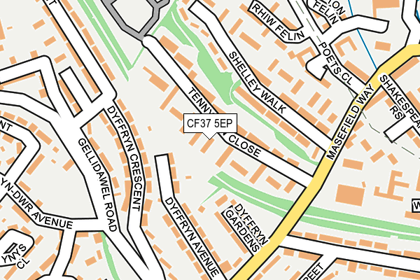 CF37 5EP map - OS OpenMap – Local (Ordnance Survey)