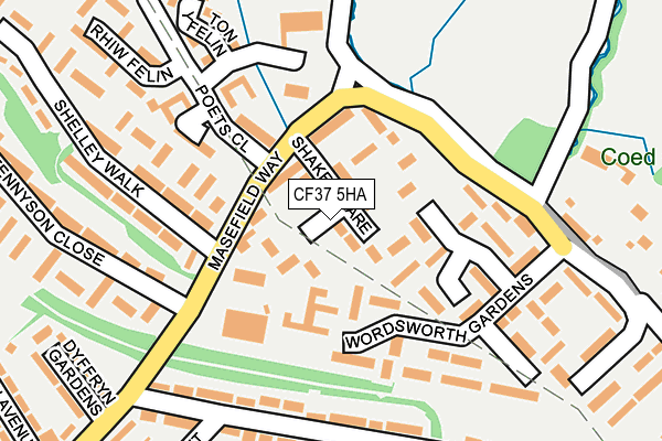 CF37 5HA map - OS OpenMap – Local (Ordnance Survey)