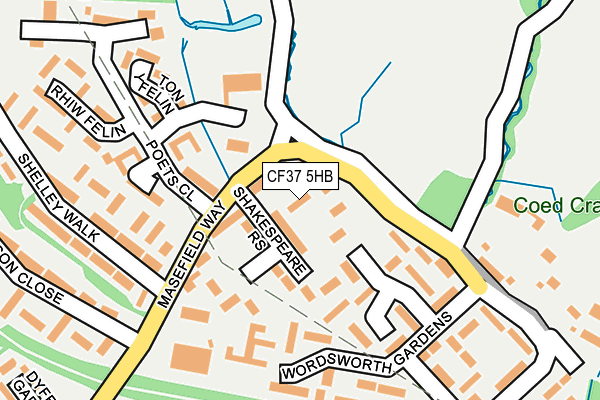 CF37 5HB map - OS OpenMap – Local (Ordnance Survey)