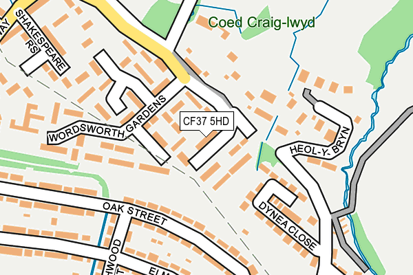 CF37 5HD map - OS OpenMap – Local (Ordnance Survey)