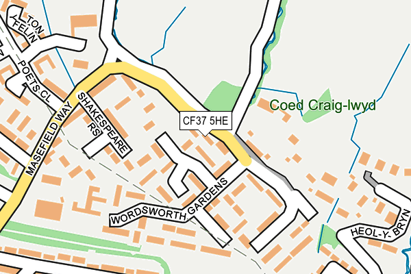 CF37 5HE map - OS OpenMap – Local (Ordnance Survey)