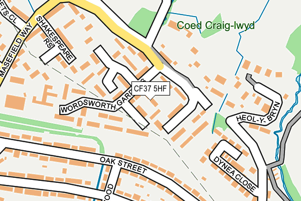 CF37 5HF map - OS OpenMap – Local (Ordnance Survey)