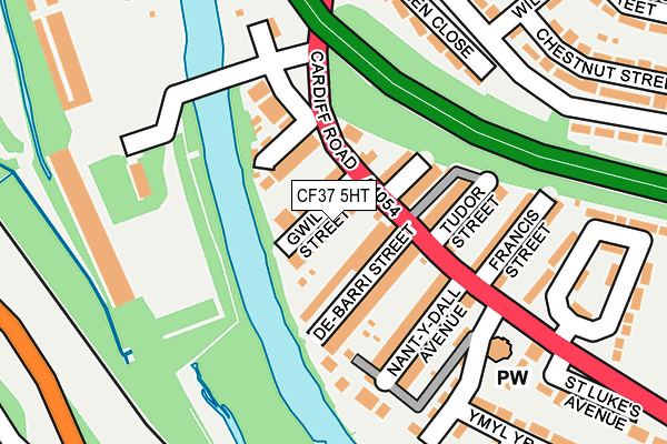 CF37 5HT map - OS OpenMap – Local (Ordnance Survey)