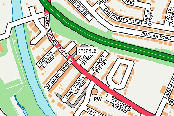 CF37 5LB map - OS OpenMap – Local (Ordnance Survey)