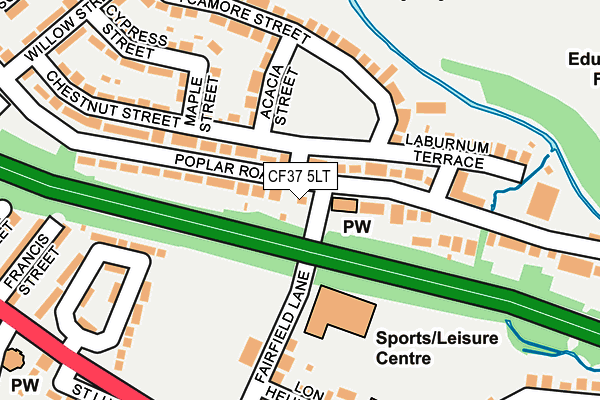 CF37 5LT map - OS OpenMap – Local (Ordnance Survey)