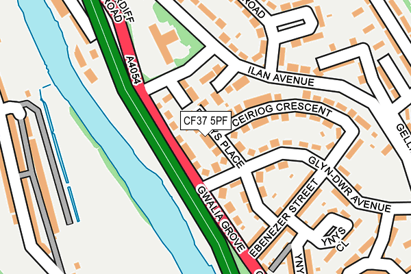 CF37 5PF map - OS OpenMap – Local (Ordnance Survey)