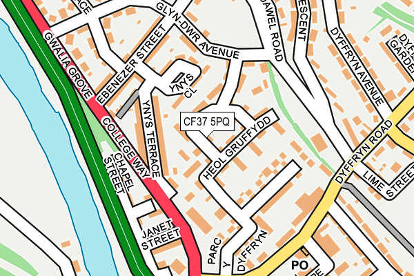 CF37 5PQ map - OS OpenMap – Local (Ordnance Survey)