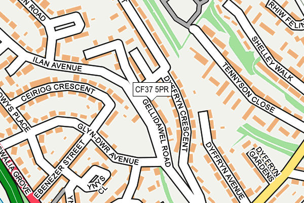 CF37 5PR map - OS OpenMap – Local (Ordnance Survey)
