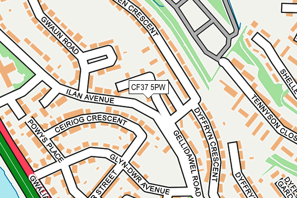 CF37 5PW map - OS OpenMap – Local (Ordnance Survey)