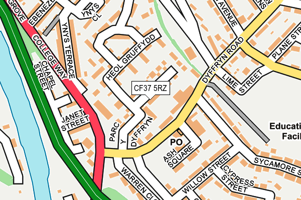CF37 5RZ map - OS OpenMap – Local (Ordnance Survey)