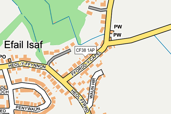 CF38 1AP map - OS OpenMap – Local (Ordnance Survey)