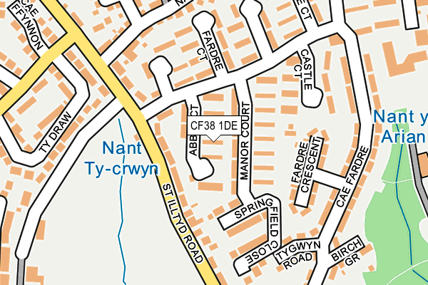 CF38 1DE map - OS OpenMap – Local (Ordnance Survey)