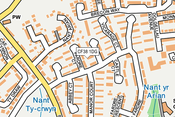 CF38 1DG map - OS OpenMap – Local (Ordnance Survey)