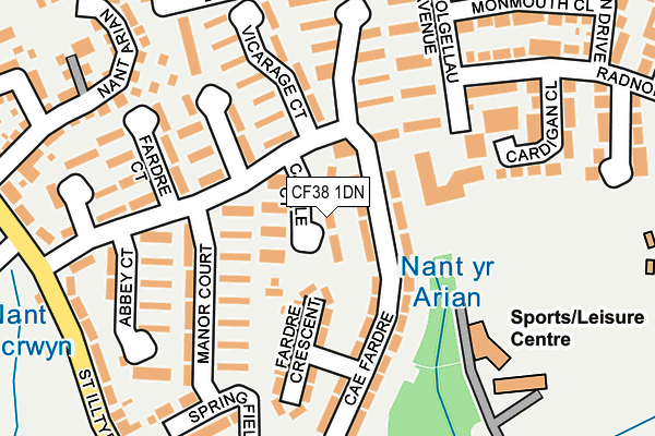 CF38 1DN map - OS OpenMap – Local (Ordnance Survey)