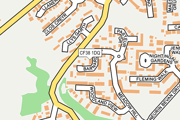 CF38 1DQ map - OS OpenMap – Local (Ordnance Survey)