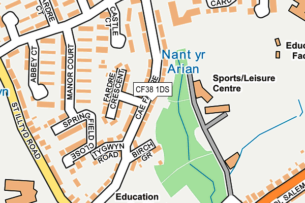 CF38 1DS map - OS OpenMap – Local (Ordnance Survey)