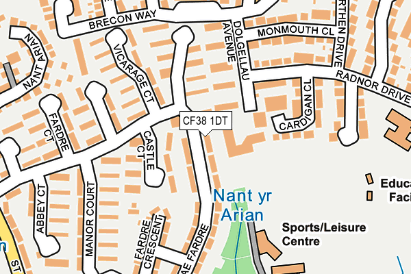 CF38 1DT map - OS OpenMap – Local (Ordnance Survey)