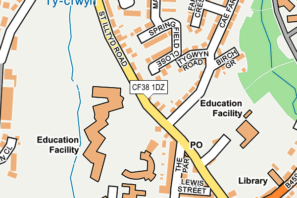 CF38 1DZ map - OS OpenMap – Local (Ordnance Survey)