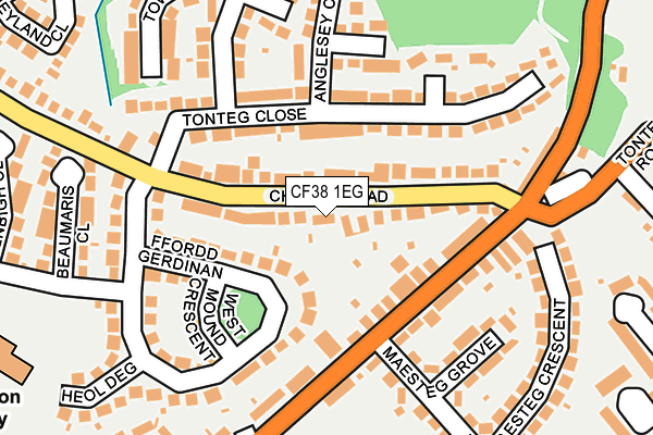 CF38 1EG map - OS OpenMap – Local (Ordnance Survey)
