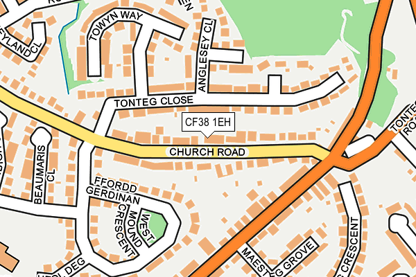 CF38 1EH map - OS OpenMap – Local (Ordnance Survey)