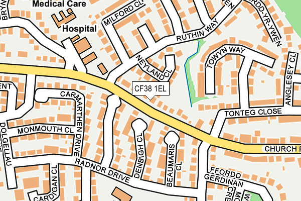 CF38 1EL map - OS OpenMap – Local (Ordnance Survey)