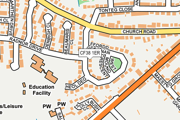 CF38 1ER map - OS OpenMap – Local (Ordnance Survey)