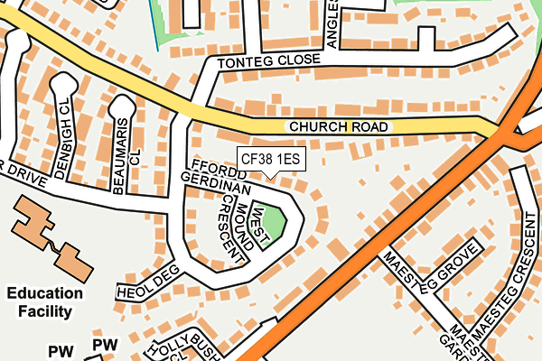 CF38 1ES map - OS OpenMap – Local (Ordnance Survey)