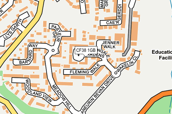 CF38 1GB map - OS OpenMap – Local (Ordnance Survey)