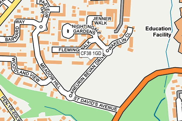 CF38 1GD map - OS OpenMap – Local (Ordnance Survey)
