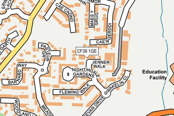 CF38 1GE map - OS OpenMap – Local (Ordnance Survey)