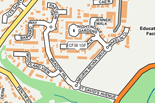 CF38 1GF map - OS OpenMap – Local (Ordnance Survey)