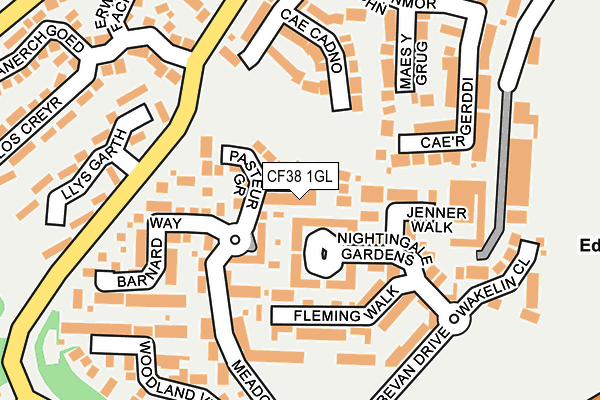 CF38 1GL map - OS OpenMap – Local (Ordnance Survey)