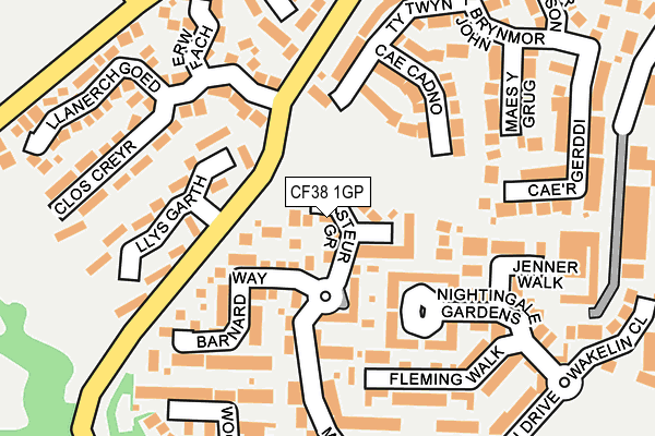 CF38 1GP map - OS OpenMap – Local (Ordnance Survey)