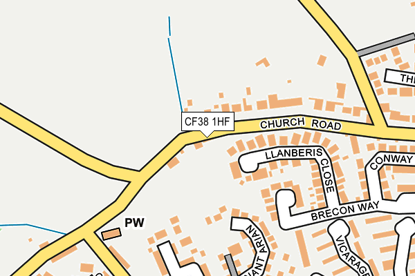 CF38 1HF map - OS OpenMap – Local (Ordnance Survey)