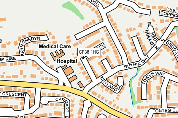 CF38 1HG map - OS OpenMap – Local (Ordnance Survey)