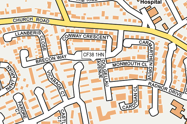 CF38 1HN map - OS OpenMap – Local (Ordnance Survey)
