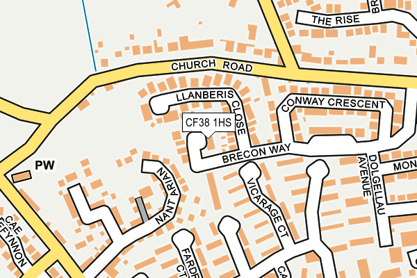 CF38 1HS map - OS OpenMap – Local (Ordnance Survey)