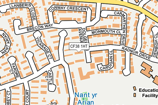 CF38 1HT map - OS OpenMap – Local (Ordnance Survey)