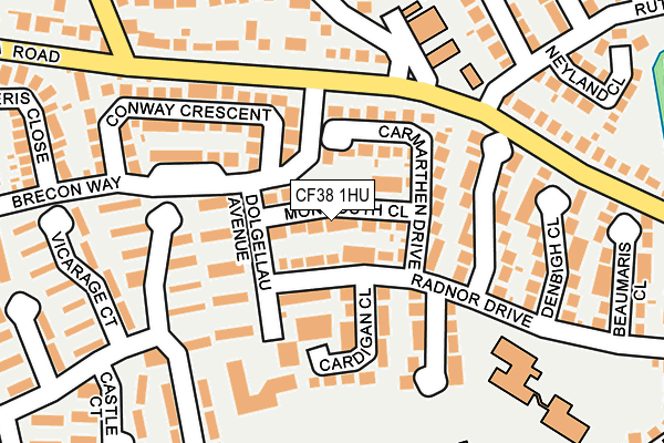 CF38 1HU map - OS OpenMap – Local (Ordnance Survey)