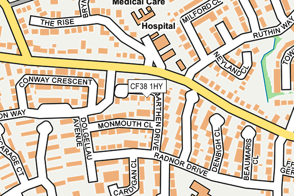 CF38 1HY map - OS OpenMap – Local (Ordnance Survey)