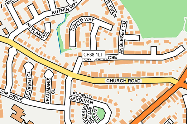 CF38 1LT map - OS OpenMap – Local (Ordnance Survey)