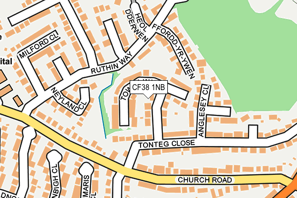 CF38 1NB map - OS OpenMap – Local (Ordnance Survey)
