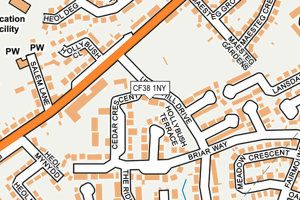 CF38 1NY map - OS OpenMap – Local (Ordnance Survey)
