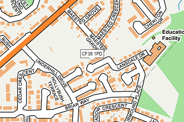 CF38 1PD map - OS OpenMap – Local (Ordnance Survey)