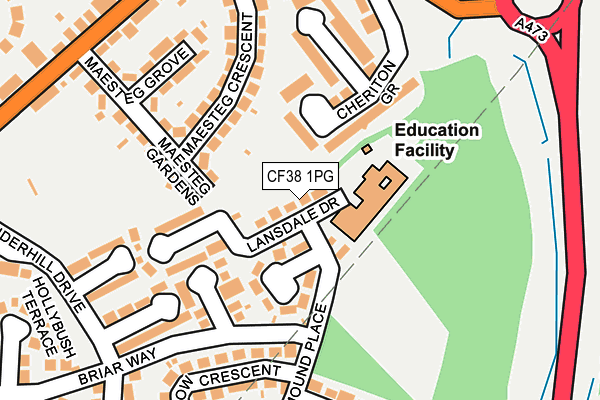 CF38 1PG map - OS OpenMap – Local (Ordnance Survey)